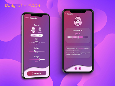 Daily UI #004 - Calculator 004 adobe xd bmi branding daily ui dailyui dailyui004 design mobile mobile app photoshop ui uiux
