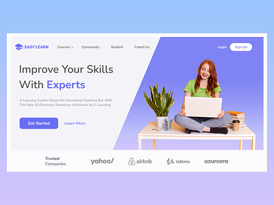 Easy Learn - Landing Page adobe xd design figma landing page online course photoshop ps student study ui uiux ux webdesign