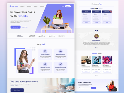 Easy Learn - Online Learning Website adobe xd branding design figma interface landing page learning online course online study student ui uiux ux web design