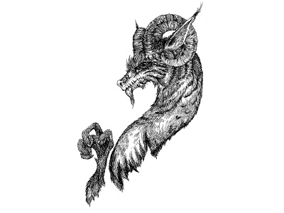 Degrl creature dragon fantasy illustration ink illustration