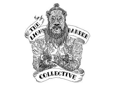 The Lion Barber Collective animal barber character design creature illustration ink illustration