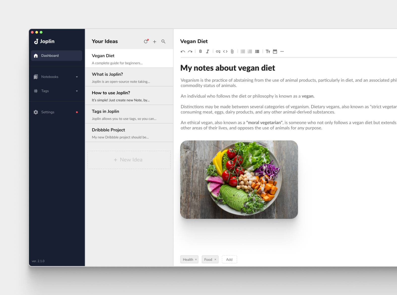 Joplin, an Note Taking App Redesign Concept by Jan Szymański on Dribbble