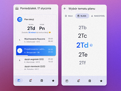 School App for Students • Timetable app classroom clean date picker education material 3 material design material you school settings slider student teacher timetable