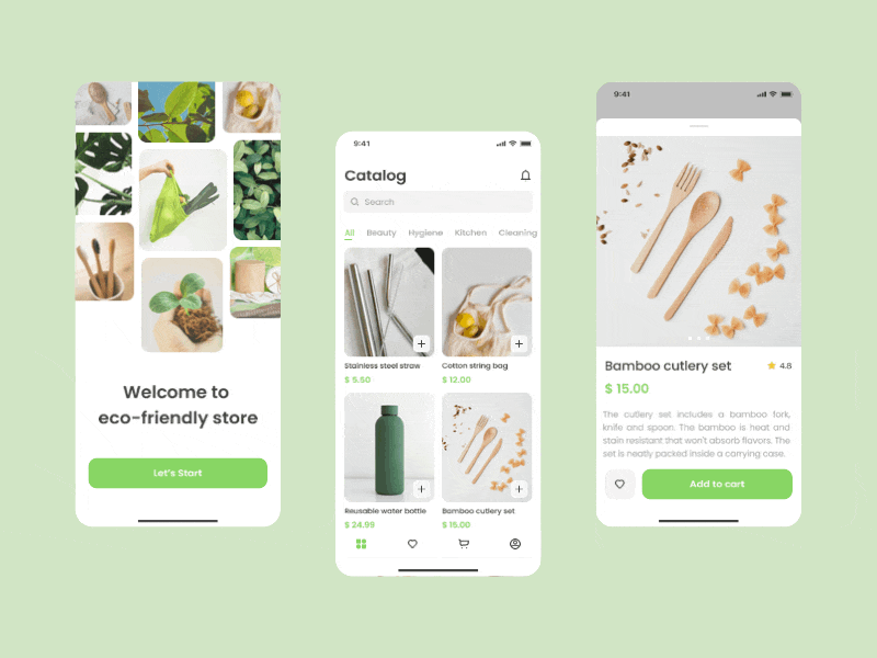 Eco-friendly store app app app design e commerce eco eco friendly interface ios mobile store ui ux