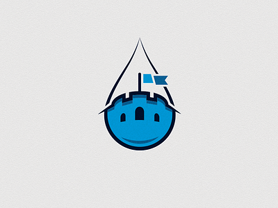 Dropin' Castle blue castle drop logo simple vector water