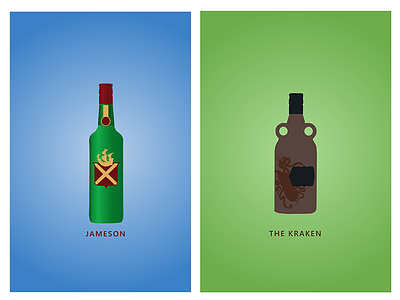 I like bottles. Jameson and Krakken bottles illustration jameson krakken vector