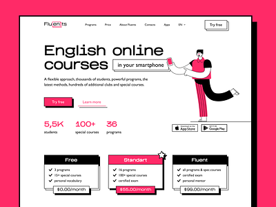 Fluents - English online courses landing
