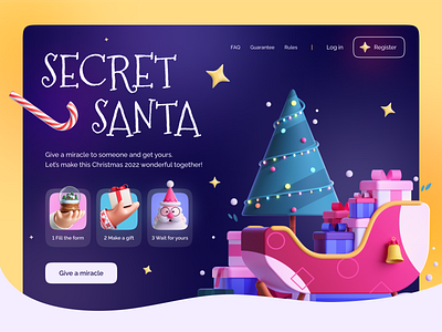 Daily UI | Secret Santa - Christmas game website ✨ christmas daily daily ui design holidays landing page santa snow ui ui design uiux ux design web design winter xmas