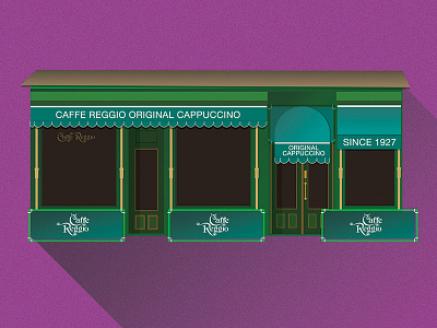 Caffe Reggio flat illustration photoshop cc retro storefront vintage