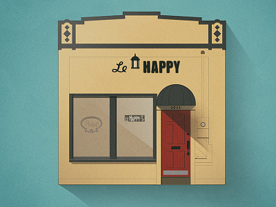 Le Happy cafe datsun flat icon illustration le happy long shadow photoshop cc 2014 retro vintage