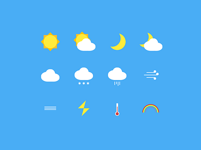 Weather Icons cloud framer icon moon rain rainbow snow sun weather
