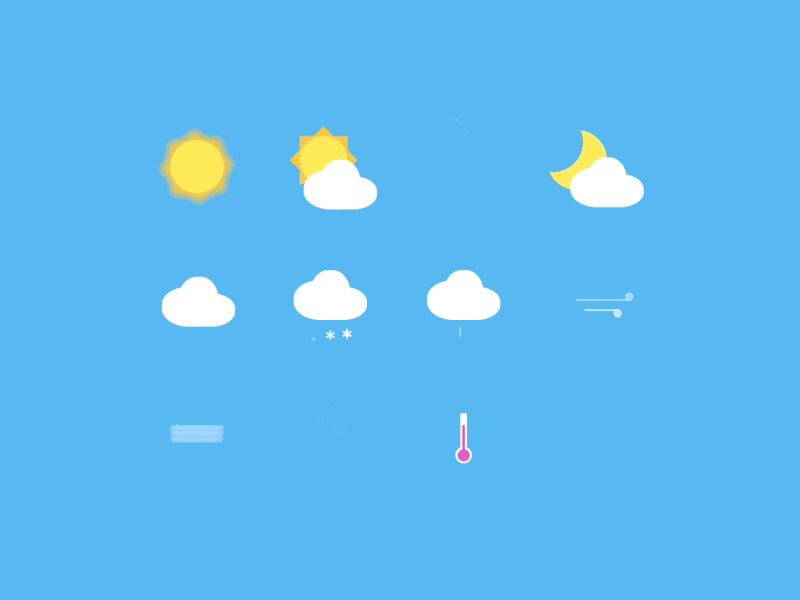Weather Icons Animation animation cloud framer icon moon motion rain rainbow snow sun weather