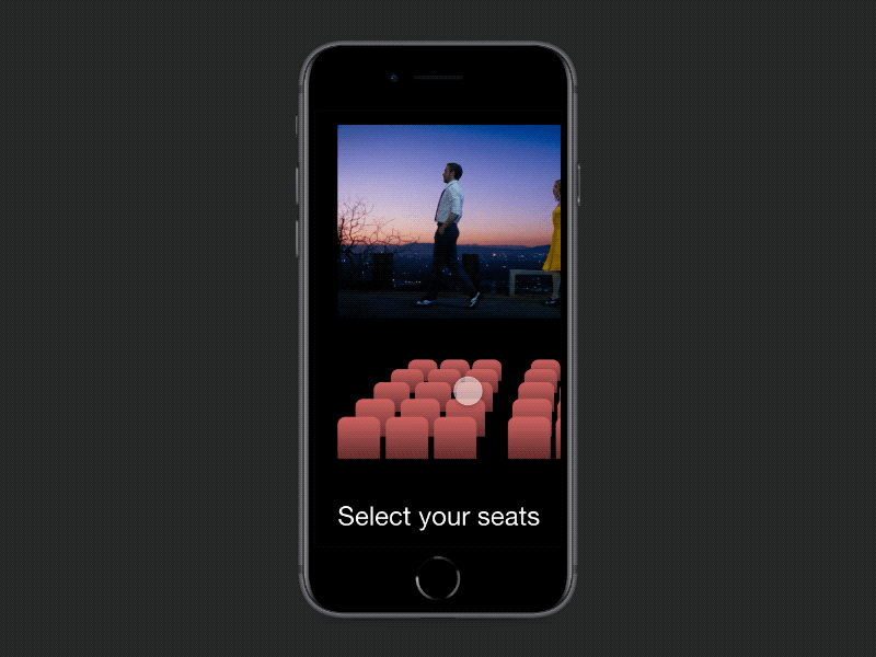 Cinema Seat Selection adobe adobe xd adobexd animation auto-animate booking cinema design interaction ixd madewithadobexd movie seat selection ticket ui ux xd