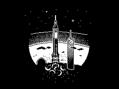 Launch 1 bit aseprite launch pixel pixel art planet rocket space