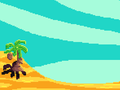 Limited palette beach beach coconut palm pixel art