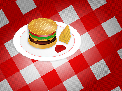 Diner meal diner fries hamburger illustration sketch