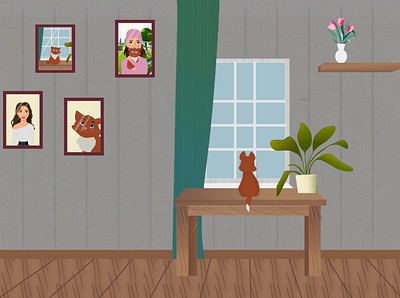 Establishing shot animation art background cartoon cat illustration illustrator vector vector art
