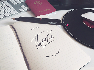 Thanks, 44 Studio 44studio dribbble gameplan invite pencil stiker thanks type