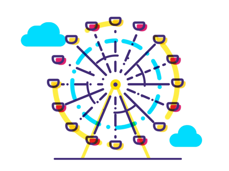 Ferris Wheel after effects animation clouds gif icon motion