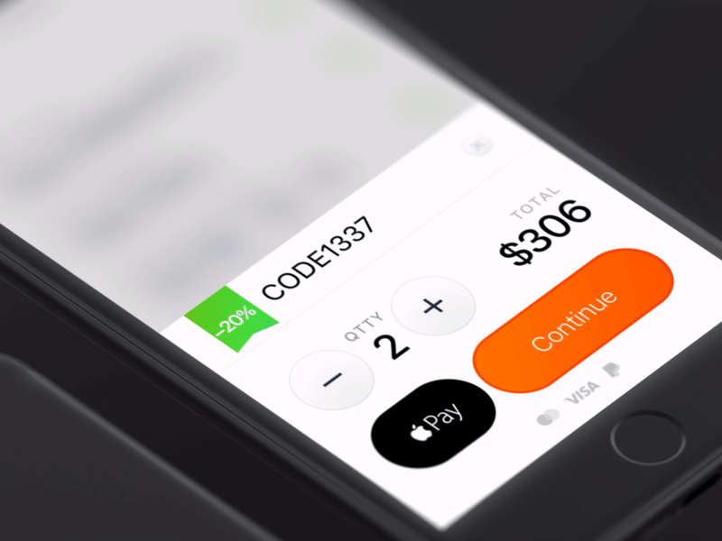Checkout&Promocode aftereffects applepay deal gif ios iphone moda money popup promocode