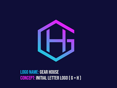 GEAR HOUSE INITIALS LOGO ( G + H ) branding clean flat gradient graphic design hexagon logo home house icon initial initial letter logo logo logotype vector