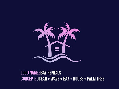 BAY RENTALS LOGO ( BAY + HOUSE + PALM )