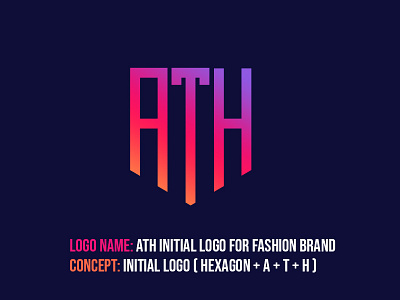 INITIAL LOGO ( HEXAGON + A + T + H ) brand branding clean color flat hexagon logo icon lettermark logo logotype mobile app monogram pink purple symbol type vector wordmark