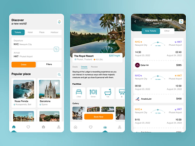 Vacation booking app air air tickets animation app booking mobile motion techwings ui ux vacation