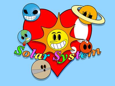 Solar System blue color earth heart planet red solarsystem