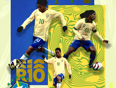 R10 brazil football football design grain poster ronaldinho soccer yellow