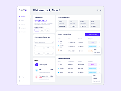 BudgeWi$e — your personal budget planner