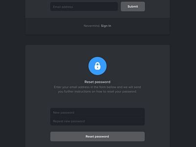 Reset Password Card dark reset password ui ux web app