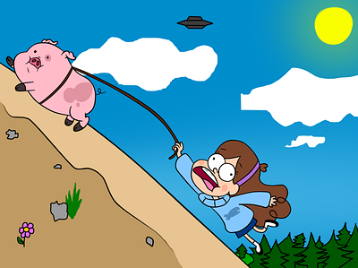 pig fast high digital art fan art fanart gravity falls illustration mabel pines pig waddles