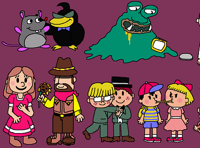 mother shipping doodles couples detestable crow digital art earthbound fan art fanart flint greedier mouse hinawa illustration jeff andonuts master belch mother 2 mother 3 mother2 mother3 ness paula jones spiteful crow tony