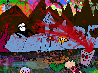 dreamy garden abstract blood bloody colorful colourful creepy deep detailed digital art dream fan art fanart illustration madotsuki organoid seccom masada sensei surreal surrealism tokuto kun yume nikki