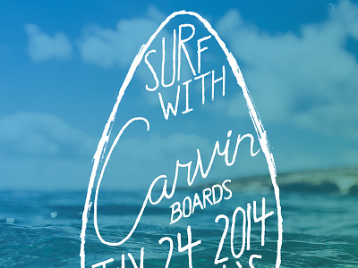 Carvin Event Poster - rebound 2 carvin event lino logo linoblock linocut logo poster surf water waves wax