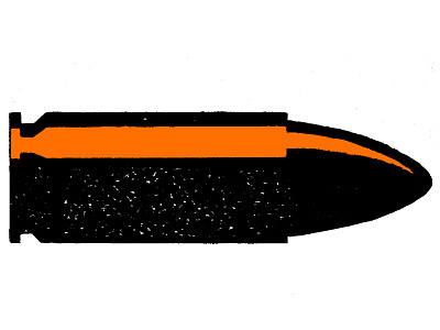 Pulp Fiction 9mm bullet illustration marker orange pulp fiction