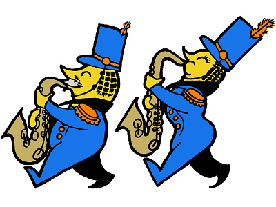 The Merry Marching Duo Saxophone Players design illustration peanut texture