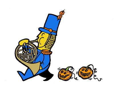 The Merry Marching French Horn Player design illustration peanut texture