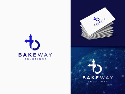 Bakeway Solution logo app branding cloud coding dark gray design gradient graphic design icon identity logo logo mark minimal software solution tech vector