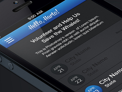 Volunteer Calender app calender design interface ios iphone mobile ui ux