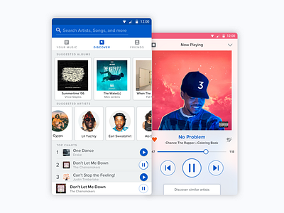 Discover/Music Player android app design interface material design mobile music ui ux