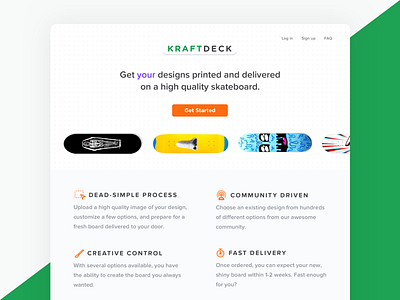 Kraftdeck Landing Page design interface landing page skateboard ui ux web