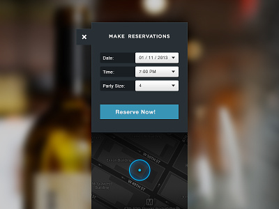 Table Reservations blue button field form location map reservation restaurant ui