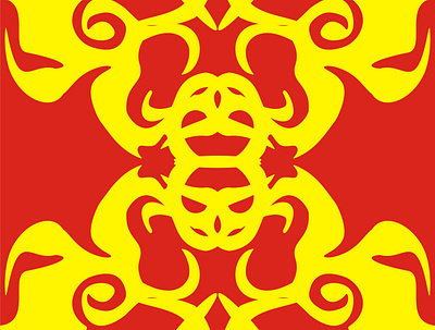 Pattern Red Yellow art batik design illustration pattern vector