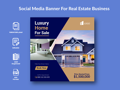 Social Media Banner For Real Estate Business.