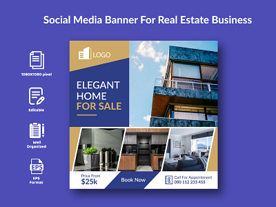 Social Media Banner For Real Estate Business. metro design single family social media post