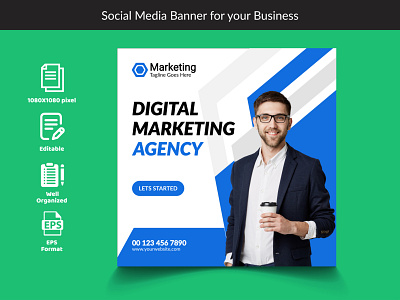 Social Media Banner For Digital Marketing Agency. apartment corporate niches