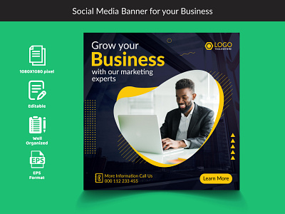Social Media Banner For Your Business. banner banners business ad digital marketing banner facebook post graphic design h g f d s a z x c v b n m instagram banner instagram post media q w e r t y u i o p l k j social social media social media template templates web banner web banner templates youtube thumbnail