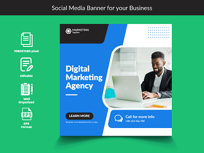 Social Media Banner For Your Digital Marketing Agency. eps marketing social vector